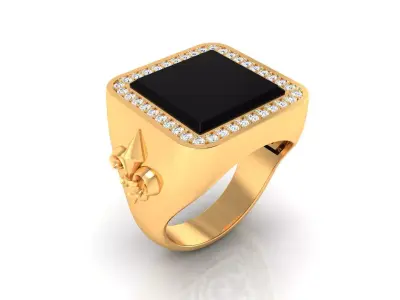 Ring M149 Mens luxury ring with enamel and gems 3D print model