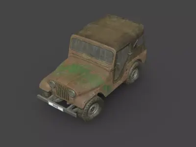 Abandoned Car - Jeep CJ 1954 Low-poly 3D model