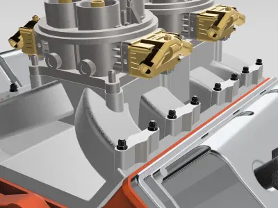 Vintage HEMI Twin Carb Street Engine 3D print model