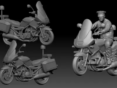 yamaha xj650 and biker 3D print model