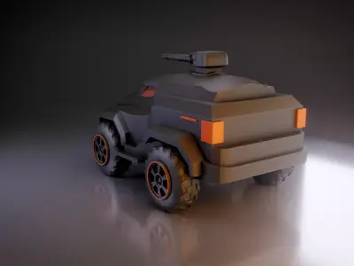 Stylized Modular Armed Jeep  Game Ready Vehicle Low-poly 3D model