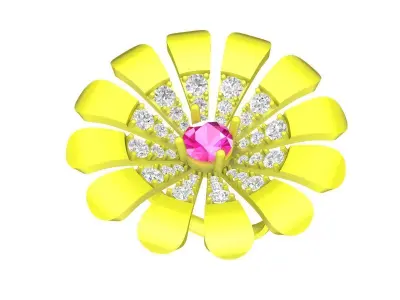 A4535 Diamond Flower Ring 3D print model