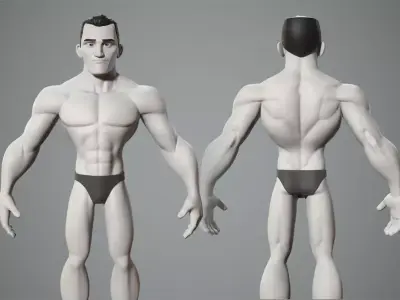 Cartoon male character base mesh 3D model