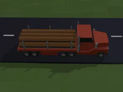 LOW POLY ASSET LOGGING TRUCK MODEL - LOWPOLYGONAL Low-poly 3D model