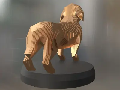 Parametric Dachshund dog Low-poly 3D model