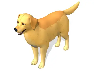 Cartoon Dog - Golden Retriever Low-poly 3D model