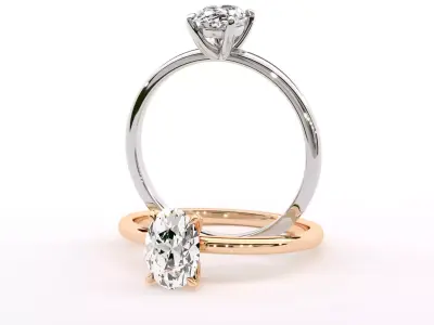 Oval Diamond Engagement Ring cat claws 3D print model