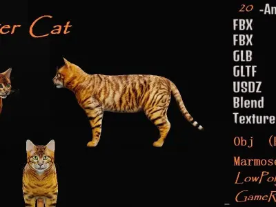 Toyger Cat Low-poly 3D model