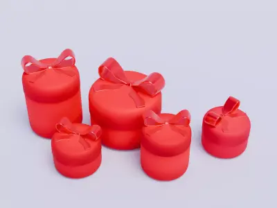 Red Gift Boxes Set Low-poly 3D model