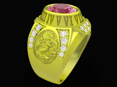 LUXURY DIAMOND RING WITH DRAGON FOR MEN 338 3D print model