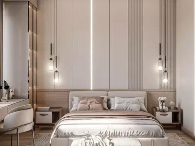 Luxury Scene Bedroom Minimalist Modern Style 3D Model  3D model