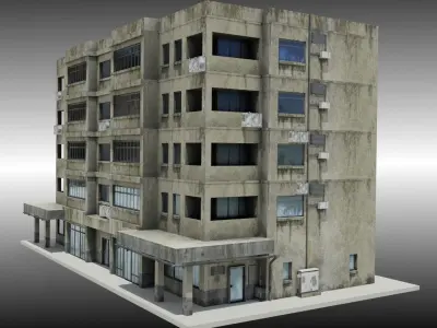 Apartment block dirty Low-poly 3D model