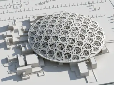 The Louvre abu dhabi museum art  with 2 Different Dome design 3D print model