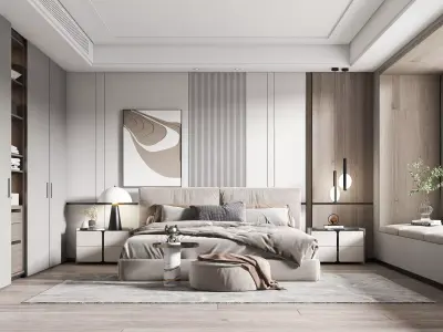 Home Modern villa decoration bedroom 3D model