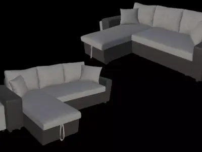 3 seater sofa grey Low-poly 3D model