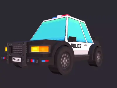 Low Poly Cartoon Police Car 3D model