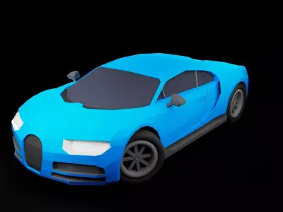 Low Poly Bugatti Chiron Sports Car Low-poly 3D model