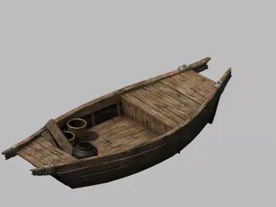 Game Traffic - Small wooden boat 04 3D model