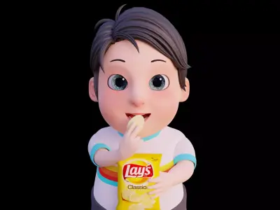 Cartoon Fat Boy - FULLY RIGGED 3D model