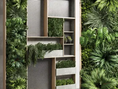 Vertical garden- wall decor shelves library closet or showcase Low-poly 3D model