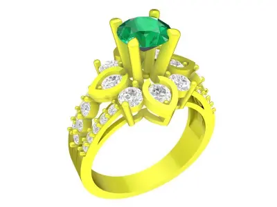 Luxury Floral Halo Gemstone Ring for Women  4436 3D print model