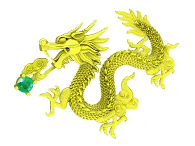 A4604 Diamond Chinese Dragon Jewelry 3D Print 3D print model