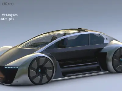 3Dpro CAR scifi 5 Low-poly 3D model