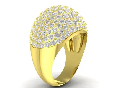 Luxury Oval Pave Diamond Dome Ring for Women  3557 3D print model