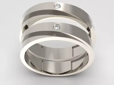 Eternal Line Duo Wedding Ring Set 3D print model