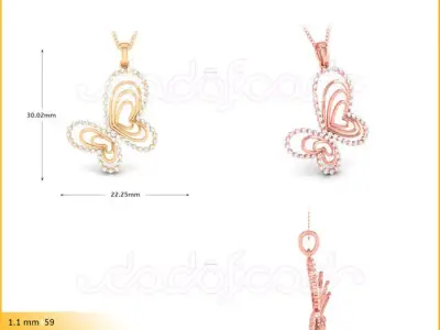 light weight yellow gold  diamond pendent -DOC-P8109 3D print model