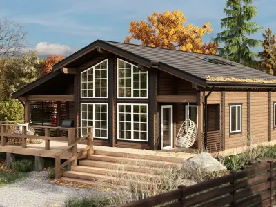 3D model of a wooden house 3D model