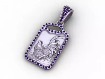 Imperial Rooster Tag Pendant Jewelry STL  3D print model