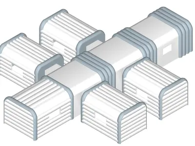Temporary 8 sleeper ICU tents for COVID19 patients 3D model