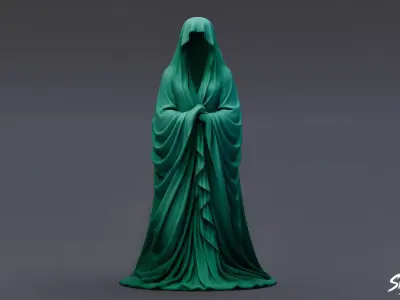 Ghost Statue Standing Vigil Low-poly 3D model