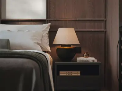 Modern Japanese Twin Hotel Bedroom Interior 3D model