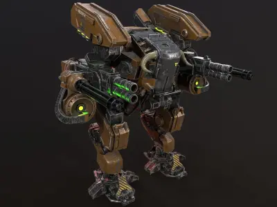 Mech in military style Low-poly 3D model