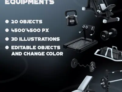 Stylized Gym and Fitness Set 3D model