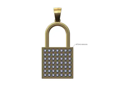 Iced diamond padlock pendant bail 3D print model