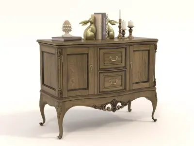 Classic European style Sideboard and Decoration 6 3D model