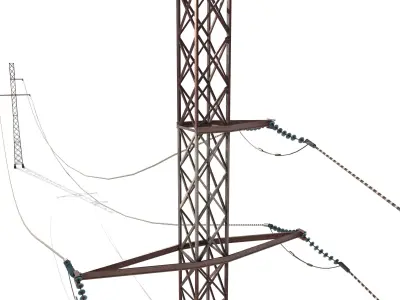 Electricity Pole 29 Weathered Low-poly 3D model