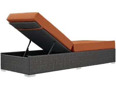 Long Reclining Single Chaise Sunbrella with Cushions 3D model