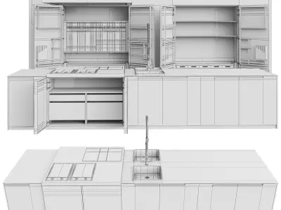 AVE Toncelli Essence Kitchen and Miele 3D model