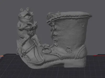 Garden sculpture Frog on a boot 3D print model
