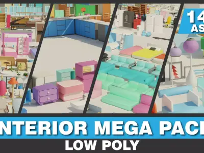 INTERIOR MEGA PACK - LOW POLY  - 1488 Assets Low-poly 3D model