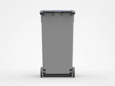 Grey Trash Bin With Two Wheels 3D model