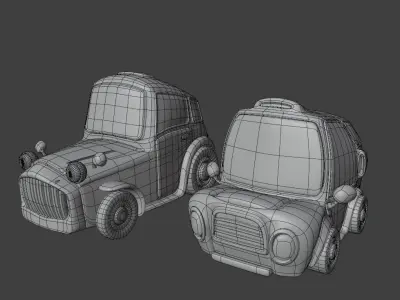 Retro Toon Cars  Tiny cute Car 3D print model