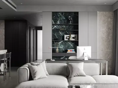 Modern living room dining room interior scenes  3D model 2