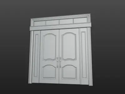 Fancy Entry Door with Archway and Pillars 3D model