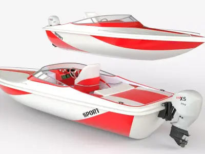 White Red Speedboat Luxury 3D Model 3D model