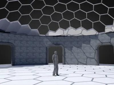 Hexagonal dome Geodesic dome like structure with large room Low-poly 3D model